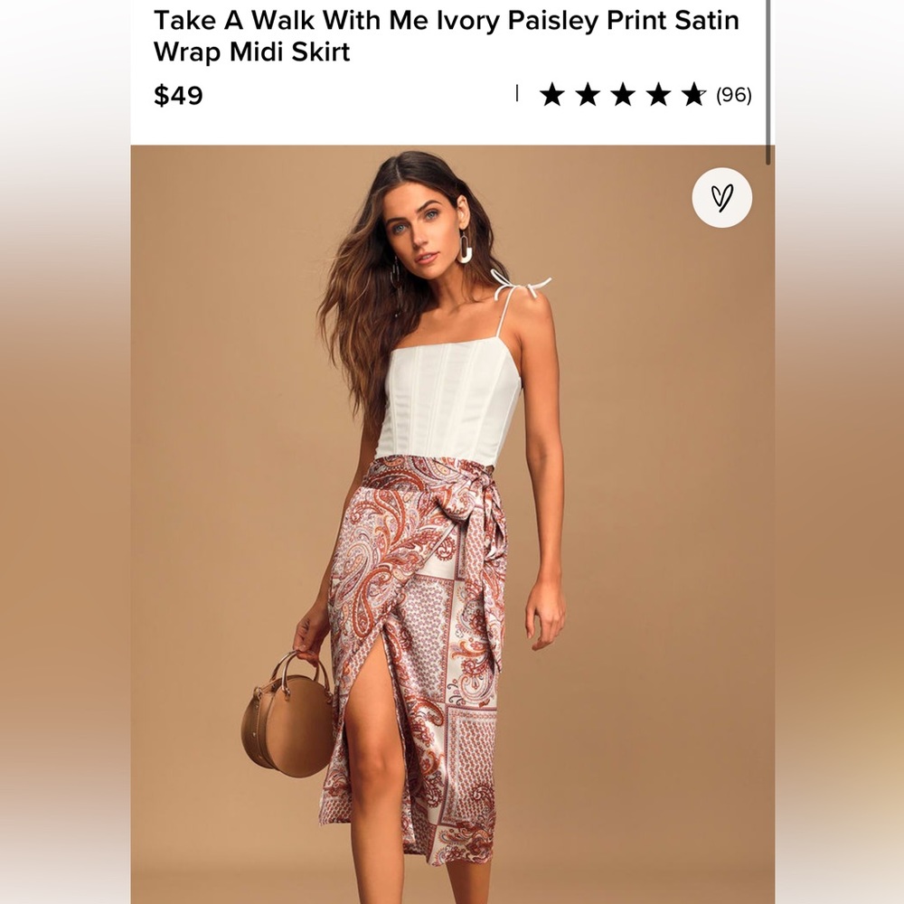 Lulus Paisley Satin Wrap Midi skirt